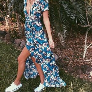 Blue Floral Maxi Dress // XIX PALMS